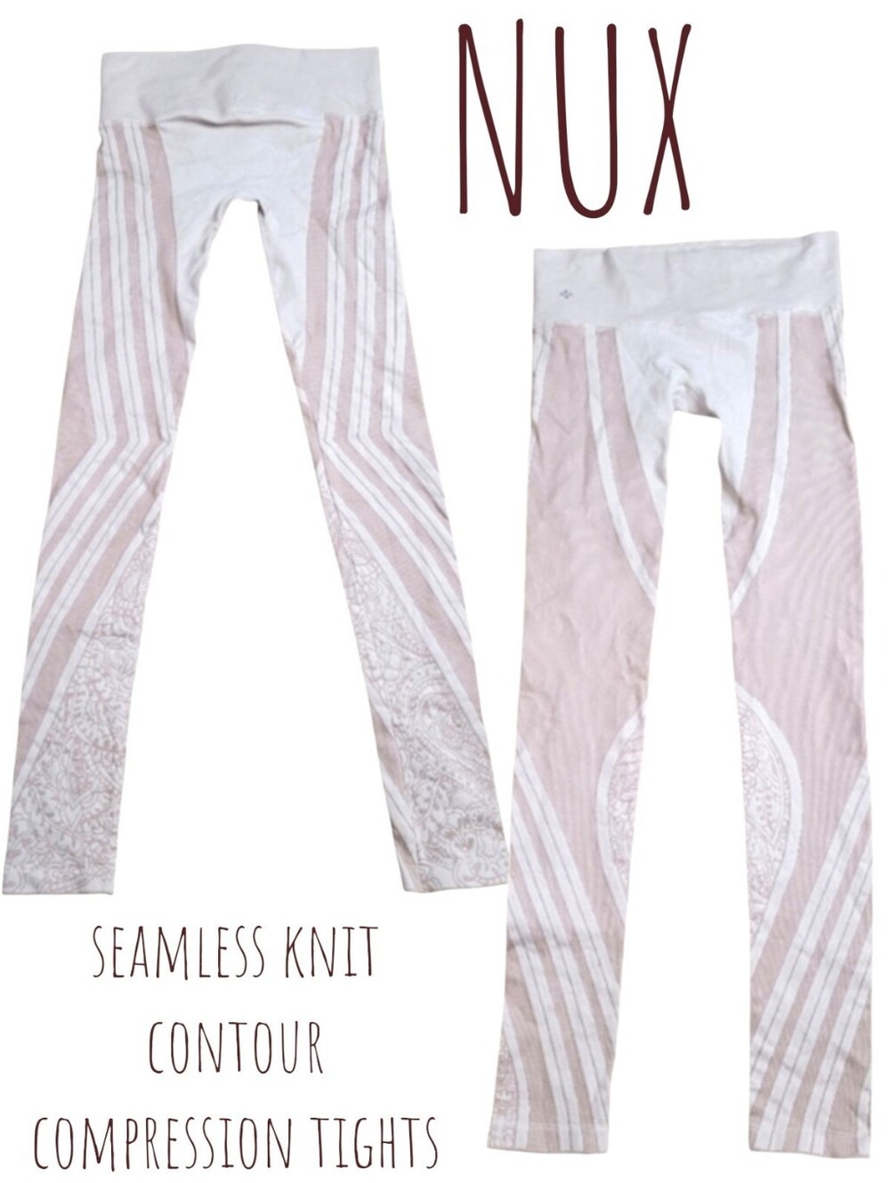 Nux Activewear seamless knit contour compression tights blush nude women's S